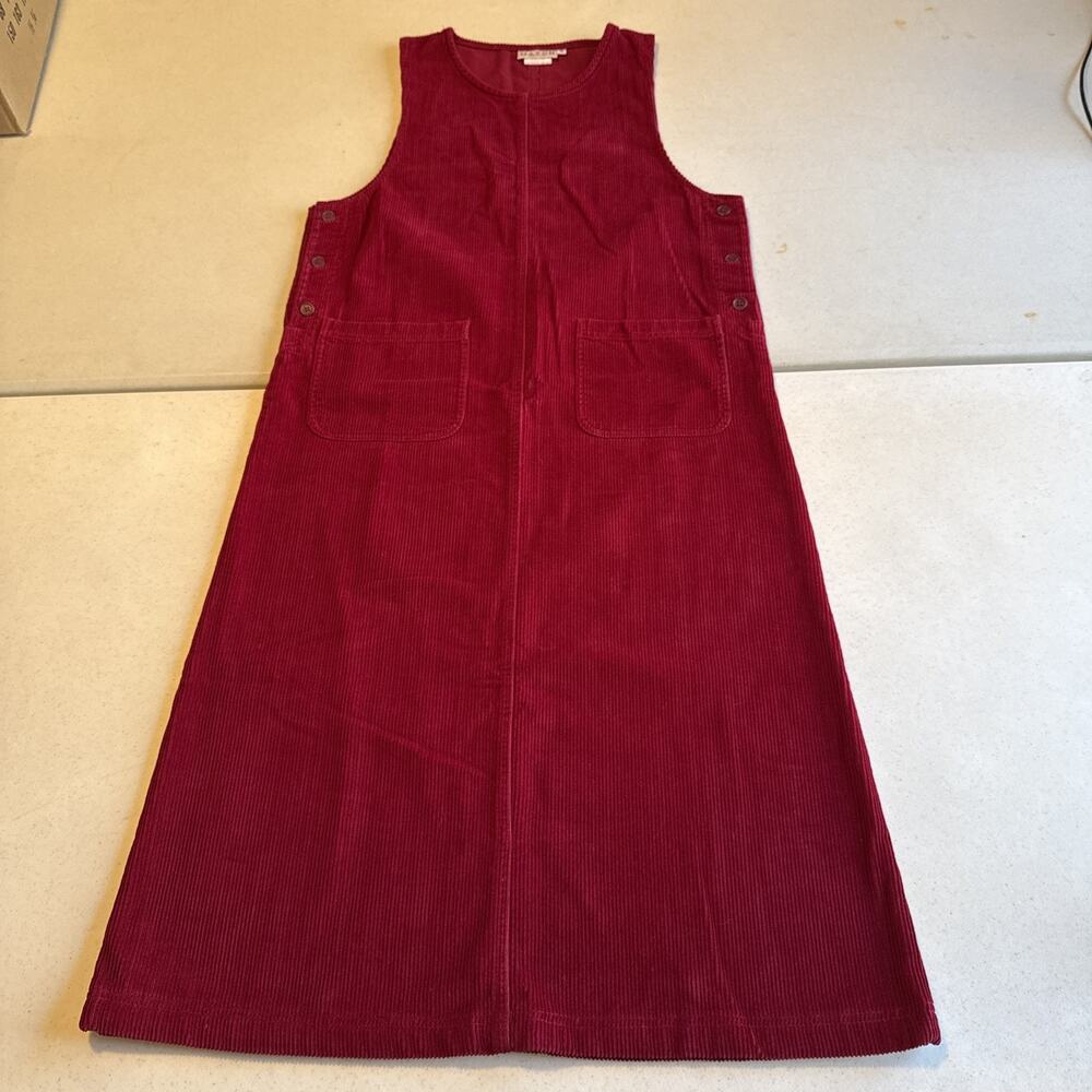 VTG 90s MATCH Red Corduroy Jumper Dress Womens Missy M Made in USA Pinafore
